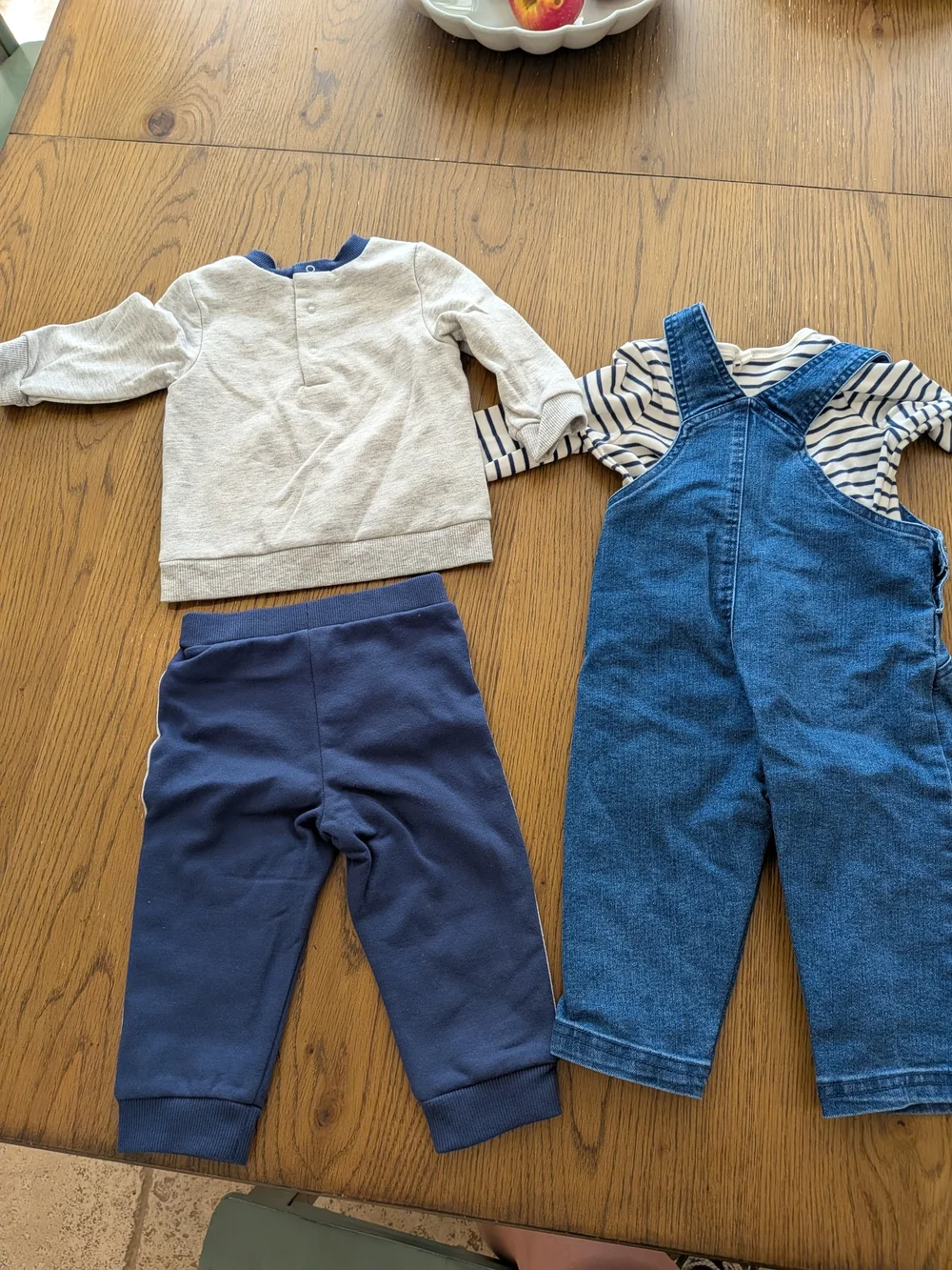 Little Me Blue Denim Dino Overalls & Lounge Outfit, Sz. 12 Months